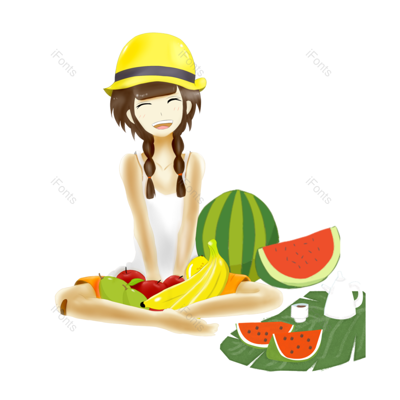 西瓜图片,夏至元素,夏天PNG,插画免抠素材